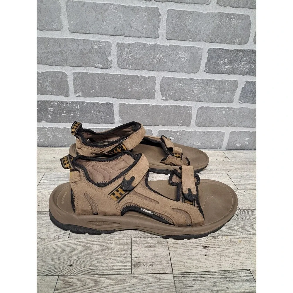 Teva 6571 Hurricane Brown Leather Strappy Hiking Outdoor Casual Sandals Men's 13